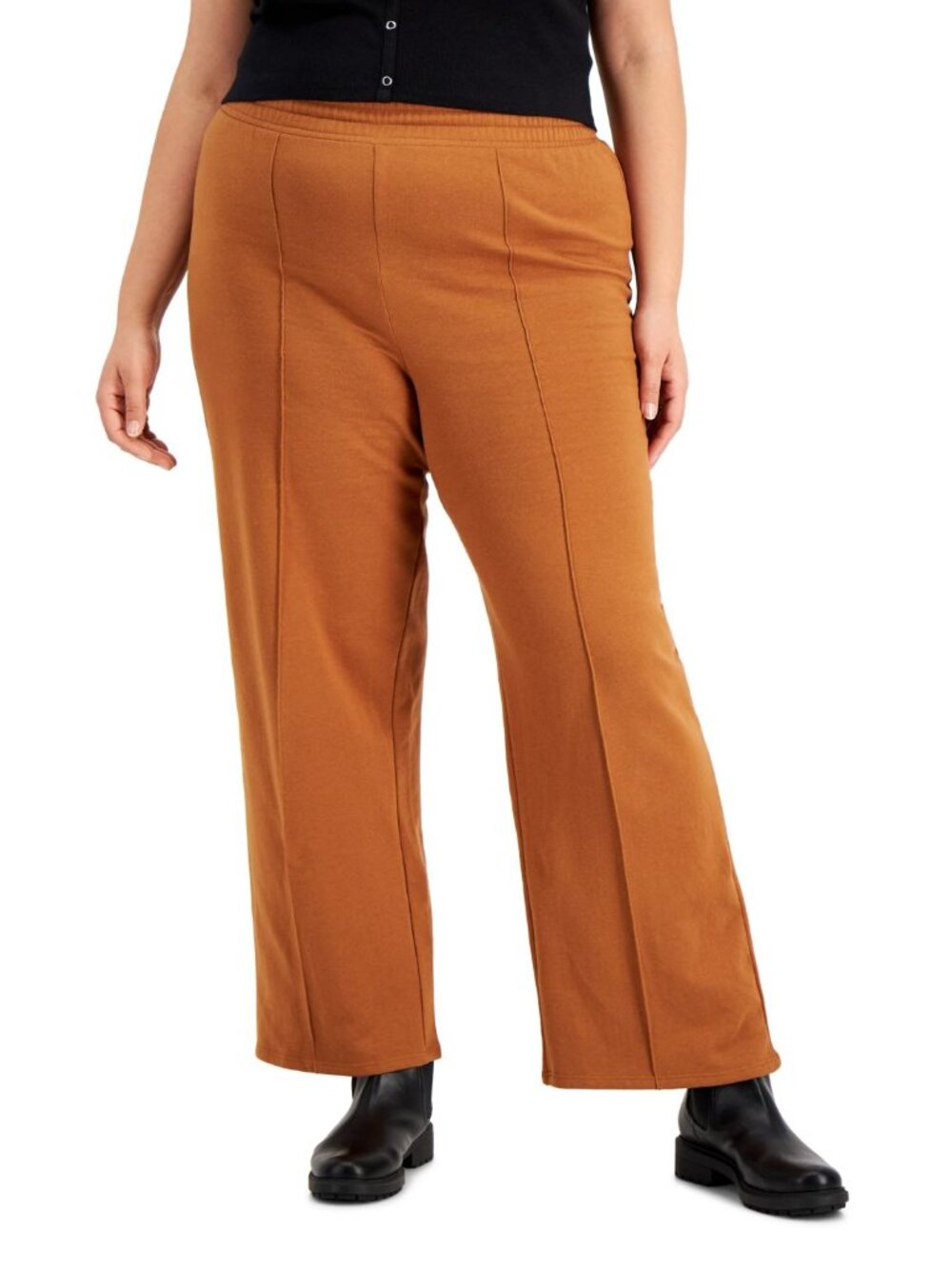 Derek Heart Womens Trendy Plus Size Fleece High-Rise Wide-Leg Pants